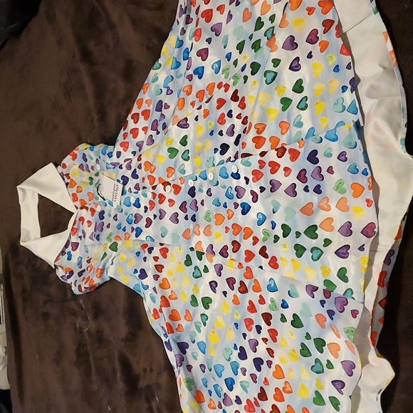 Unique Vintage Dresses & Skirts - Unique Vintage Rainbow Hearts Print Idyllwild Swing Dress - L/10-12